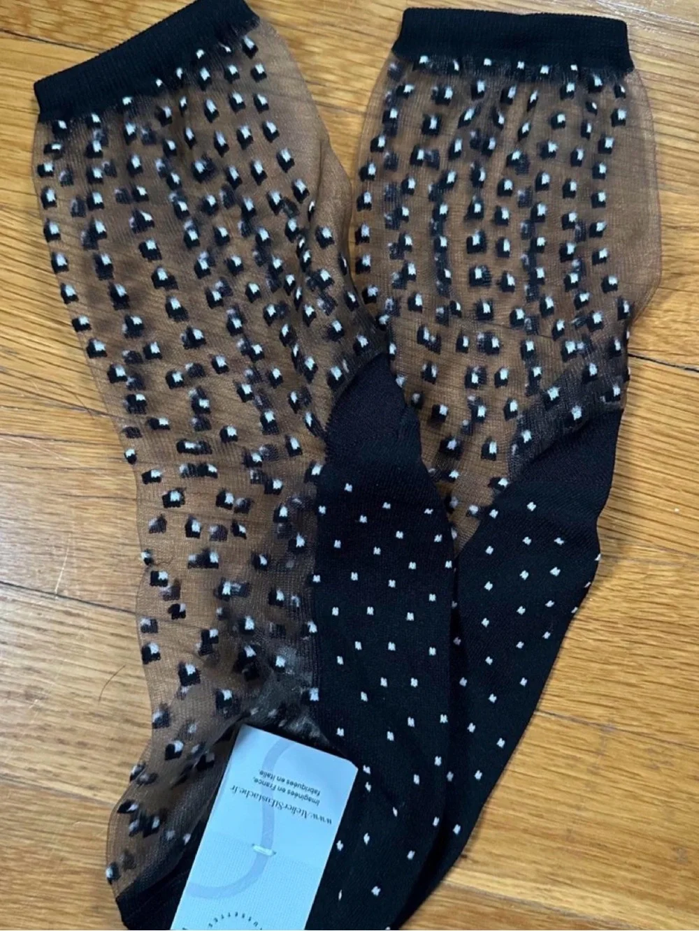 Crescent Black Sheer Ankle Socks with Stud Embellishments